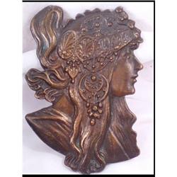 SIGNED ART Nouveau Flowing hair LADY  #2369518