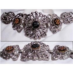 HUGE ANTIQUE jet intaglio cameo Bracelet #2369519