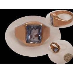 DECo 10KT GOLD blue topaz heavy ring #2369531