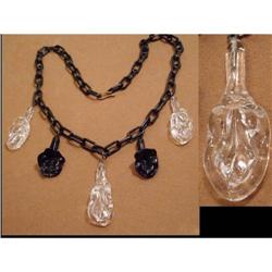 Vintage MOLDED CZECH  Calla LILLY DROP necklace#2369539