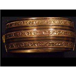 Wide ANTIQUE Victorian Enamel  hinged bracelet #2369542