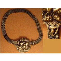 NOUVEAU BIG Repousse snake necklace old #2369549