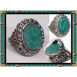 Vintage Czech Glass Mechanical FLIP gothic ring#2369555