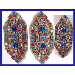 Antique Czech STUNNING deco GLASS Sash PIN  #2369558