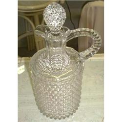 MID 1800S CLEAR GLASS HOBNAIL DECANTER  #2369633