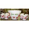 Image 1 : Fire-King Snowflake Egg Nog Punch Bowl & 9 Cups#2369650