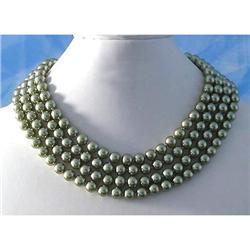 68" 8mm GREEN SOUTH SEA SHELL PEARL NECKLACE #2369807