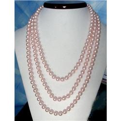3 Strand 8mm Pink Shell Pearl Necklace 20-24" #2369809