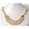 Image 1 : 3 Strand Pale Golden Shell Pearl Necklace 8 #2369810