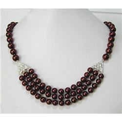 3 Strand Copper Tone Shell Pearl Necklace 10mm #2369811