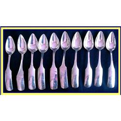 DUTCH SILVER 10 FRUIT SALAD TEA SPOONS 1850 #2369823