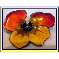 ENAMEL SILVER  PANSY BROOCH DAVID ANDERSEN #2369838