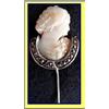 Image 1 : VICTORIAN CAMEO FACE HORSESHOE MARCASITE PIN #2369839