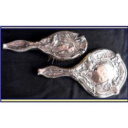 BRUSH MIRROR ST SILVER VANITY SET ART NOUVEAU #2369844