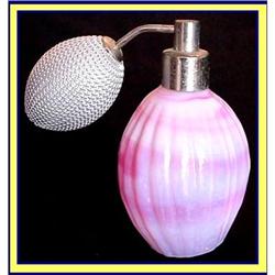 PINK MARBLED GLASS PERFUME BOTTLE EARLY 20C #2369846
