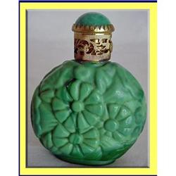 CZECH JADE GLASS PERFUME BOTTLE w LABLE #2369850