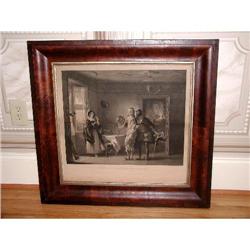 English Engraving C.1850 Walnut Burl Frame #2391551
