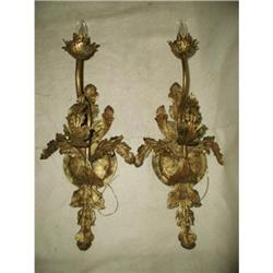 Pair Sconces Acanthus Leaf 19th Century Wired #2391569