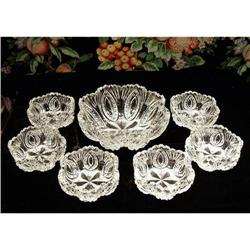 CZECH ART DECO CUT CRYSTAL 7 pc BERRY SET #187 #2391738