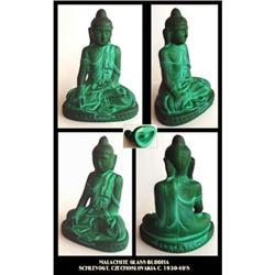 CZECH 1930's MALACHITE COLOR GLASS BUDDHA #2391742