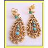 Image 1 : ANTIQUE VINTAGE 14K GOLD TURQUOISE EARRINGS #2392475