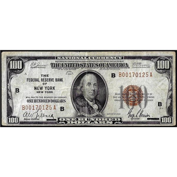 1929 $100 Federal Reserve Note New York