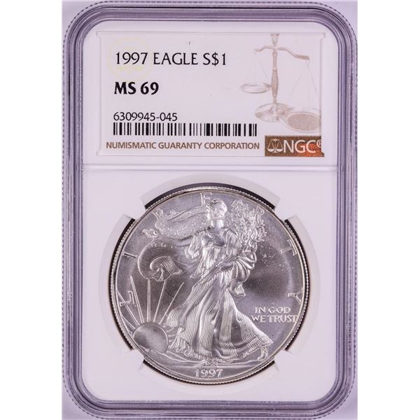 1997 $1 American Silver Eagle Coin NGC MS69