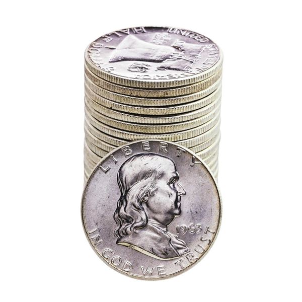 Roll of (20) Brilliant Uncirculated 1963 Franklin Half Dollar Coins