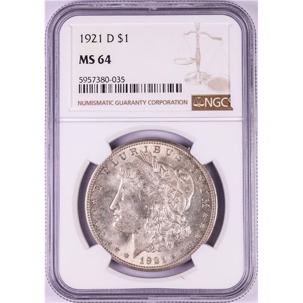 1921-D $1 Morgan Silver Dollar Coin NGC MS64