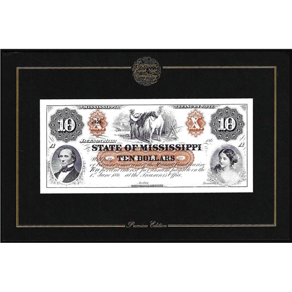 1994 American Bank Note Company Intaglio Print State of Mississippi Jackson, MS