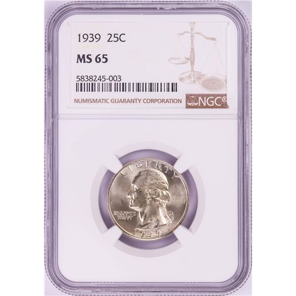 1939 Washington Quarter Coin NGC MS65