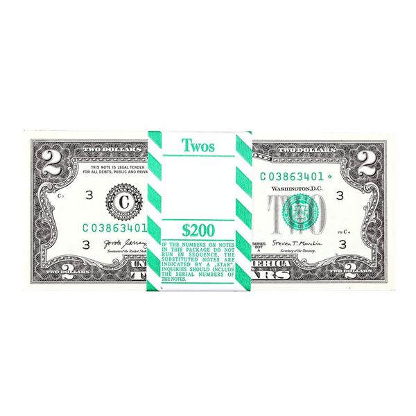 Pack of (100) Consecutive 2017A $2 Federal Reserve STAR Notes Philadelphia