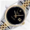 Rolex Men's Two Tone Black Onyx Oyster Perpetual Datejust Wristwatch With Box Booklets