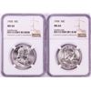 Lot of (2) 1958 Franklin Half Dollar Coins NGC MS64