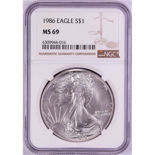 1986 $1 American Silver Eagle Coin NGC MS69