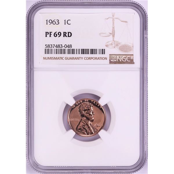 1963 Proof Lincoln Memorial Cent Coin NGC PF69RD