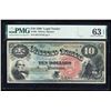 1869 $10 Rainbow Jackass Legal Tender Note Fr.96 PMG Choice Uncirculated 63EPQ