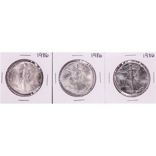 Lot of (3) 1986 $1 American Silver Eagle Coins