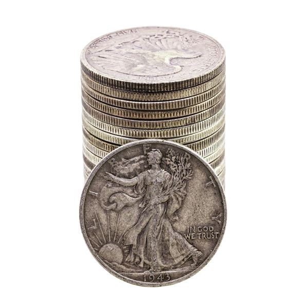 Roll of (20) Assorted Date Walking Liberty Half Dollar Coins Circulated