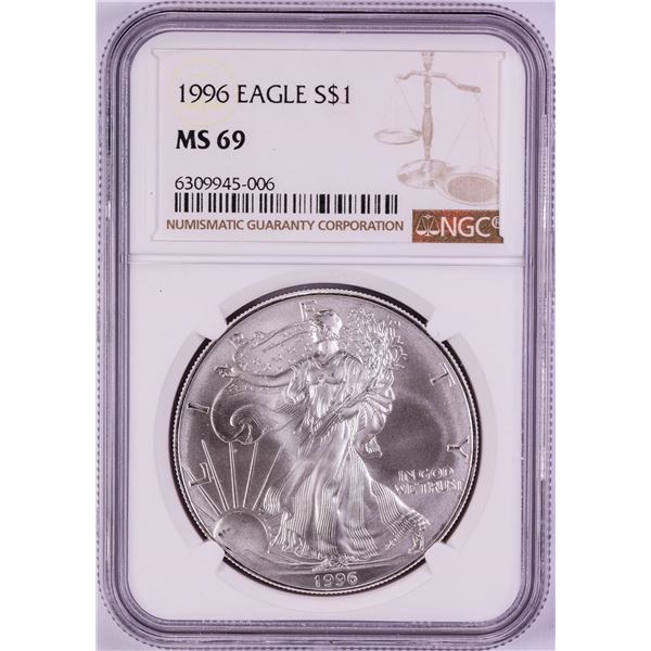 1996 $1 American Silver Eagle Coin NGC MS69