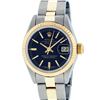 Rolex Ladies Two Tone Black Index Datejust Wristwatch