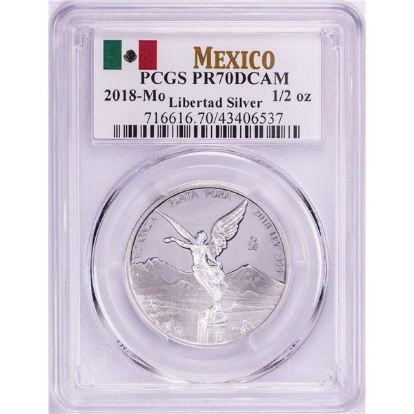 2018-Mo Mexico Proof 1/2 oz Silver Libertad Coin PCGS PR70DCAM