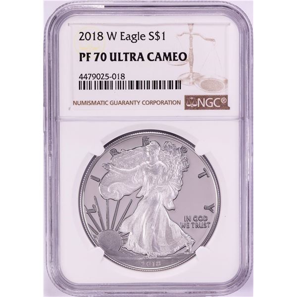 2018-W $1 Proof American Silver Eagle Coin NGC PF70 Ultra Cameo