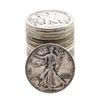 Image 1 : Roll of (20) Assorted Date Walking Liberty Half Dollar Coins Circulated