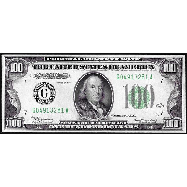 1934 $100 Federal Reserve Note Chicago