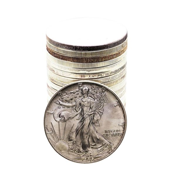 Roll of (20) Brilliant Uncirculated 1986 $1 American Silver Eagle Coins