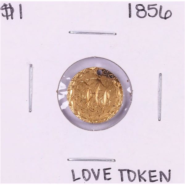 1856 $1 Gold Dollar Love Token Coin Holed