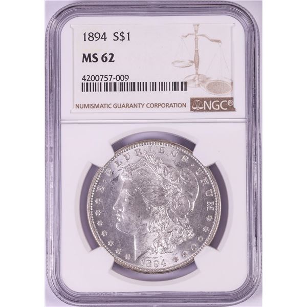 1894 $1 Morgan Silver Dollar Coin NGC MS62