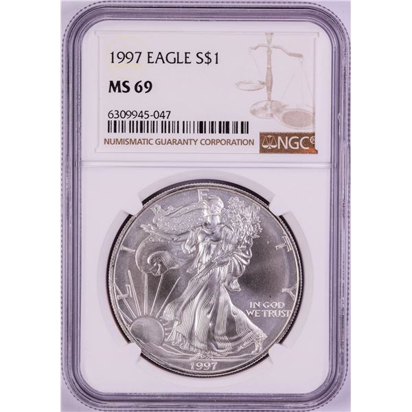 1997 $1 American Silver Eagle Coin NGC MS69
