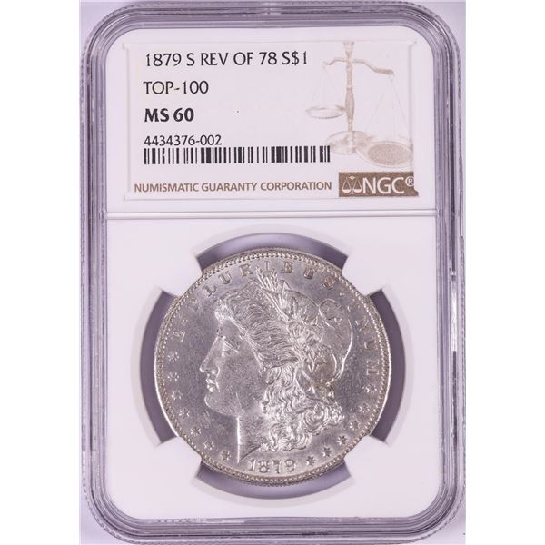 1879-S Rev of 78 Top-100 $1 Morgan Silver Dollar Coin NGC MS60
